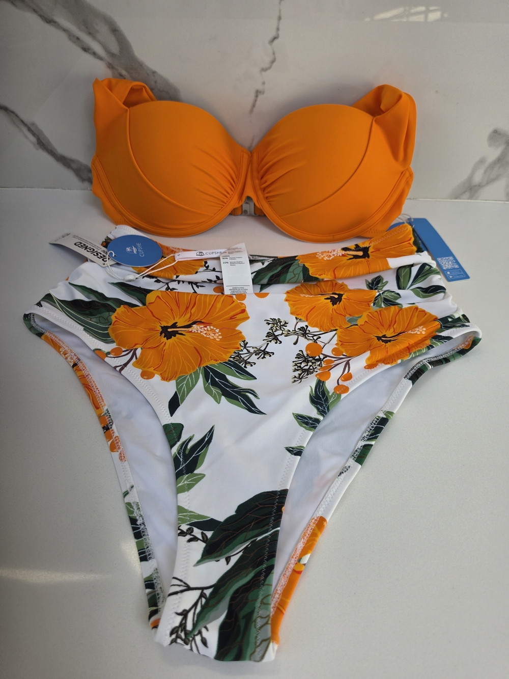 Cupshe Orange Floral Underwire Bikini Set Size Small